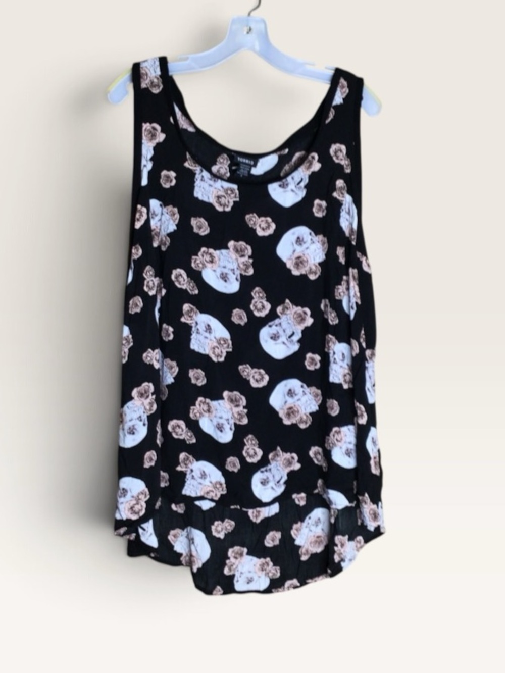 Torrid 3X Black Skull Rose Floral Sleeveless Tunic Tank Top